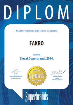 FAKRO brand awarded with Superbrands 2014 prize in Slovakia 